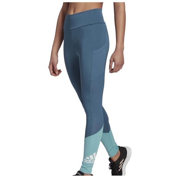 adidas Pants - Adidas Women's Small Designed 2 Move Big Logo Sport Tights-Orbit Indigo/Mint NWT